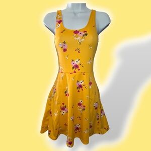 Divided Yellow Pink Sundress Sleeveless Scoop Neck